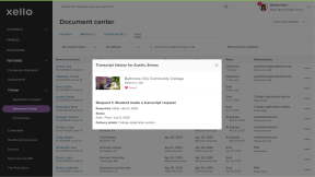 Transcript history for a student displayed. It states which institution the transcript was sent to, when it was requested, when it was sent, and when the transcript was delivered.